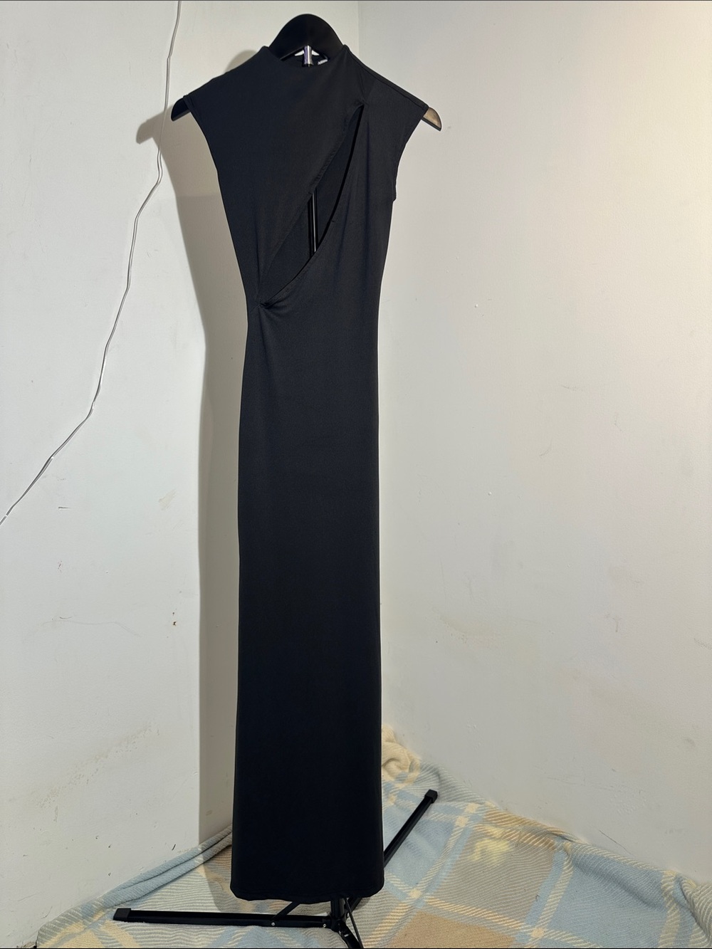 Peppermayo Black Sleeveless Cutout Maxi Dress with High Neck